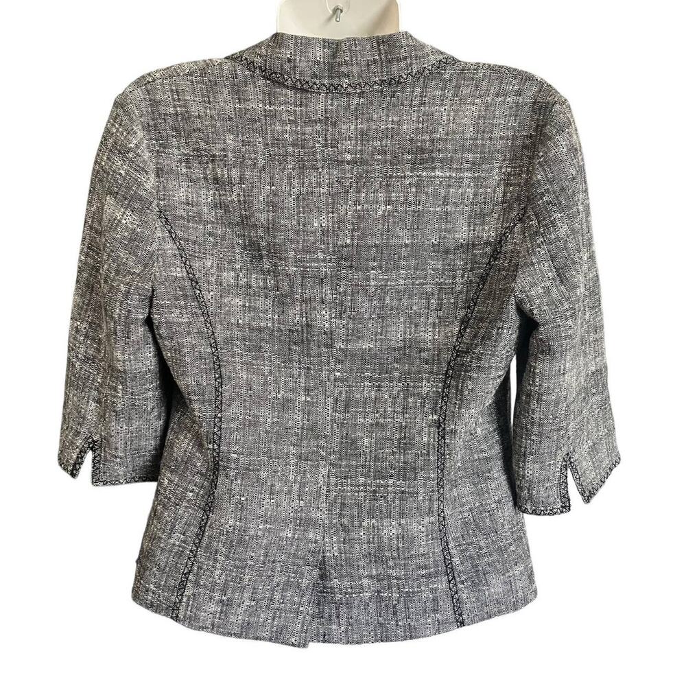 White House Black Market Womens Gray 3/4 Sleeve 3-Button Linen Blend Blazer SZ 8 - Picture 3 of 10